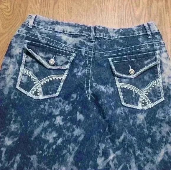 Acid-Wash Jeans with Embellished Back Pockets by Rebel 25 Denim - Picture 7 of 11